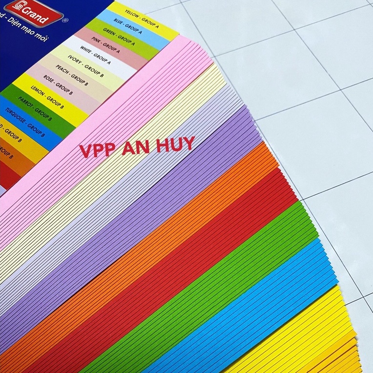 Giấy bìa màu A4 Pgrand - Xấp 100 tờ