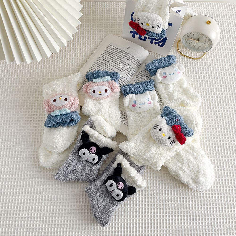 Vớ Cotton San Hô Phối Nhung San Hô Dày Thoáng Khí Thoải Mái Cho Nữ
