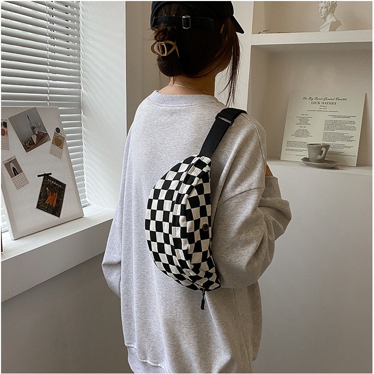 Túi chéo bao tử đeo ngực Caro Ulzzang đa năng thời trang checker board cho học sinh sinh viên giá rẻ
