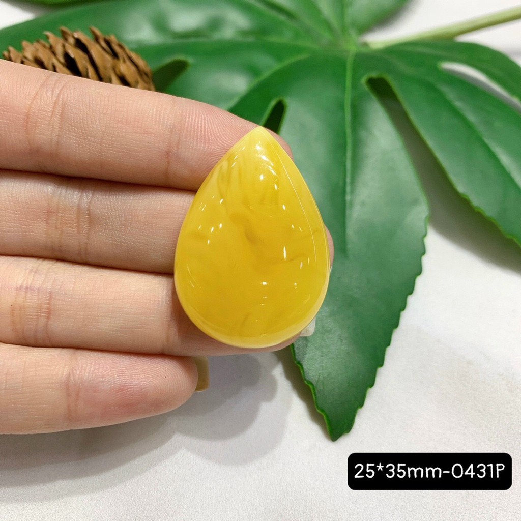 Mặt Đá Hổ Phách Vàng Vân Sữa Hình Giọt Nước Đủ Size Vừa Cập Bến