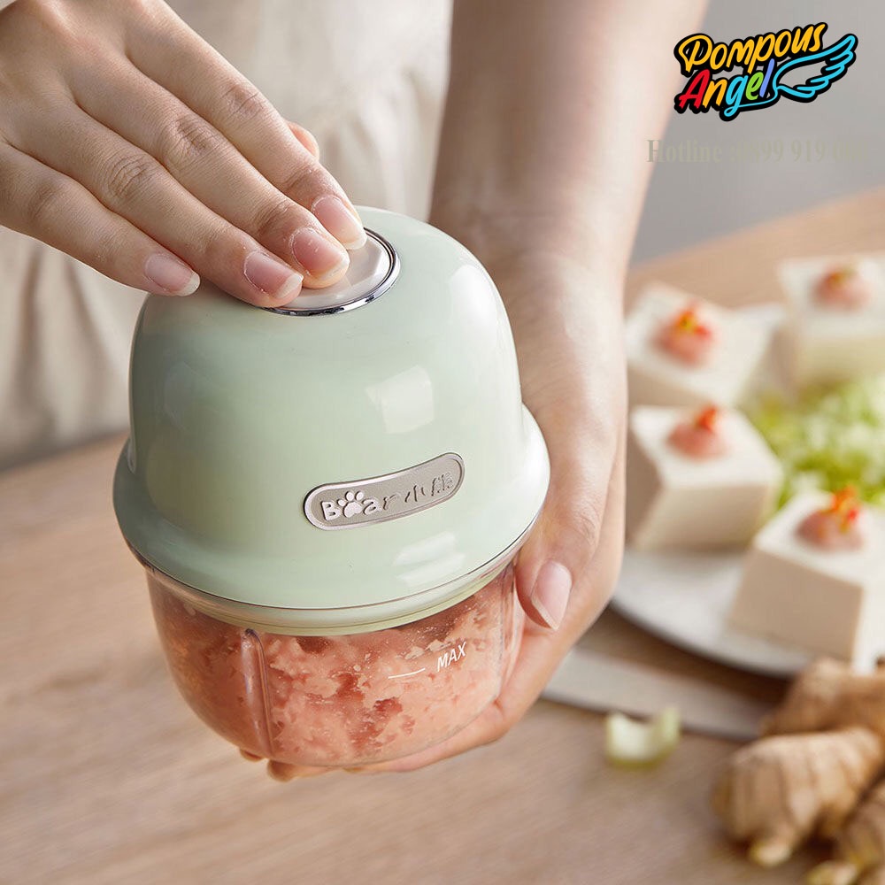 Máy xay không dây -chopper xay tỏi ớt ăn dặm mini cầm tay BEAR QSJ-E40B1 màu xanh