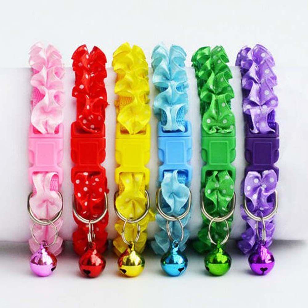 Vòng Đeo Cổ Họa Tiết Chấm Bi Phối Nơ Xinh Xắn Cho Thú Cưng