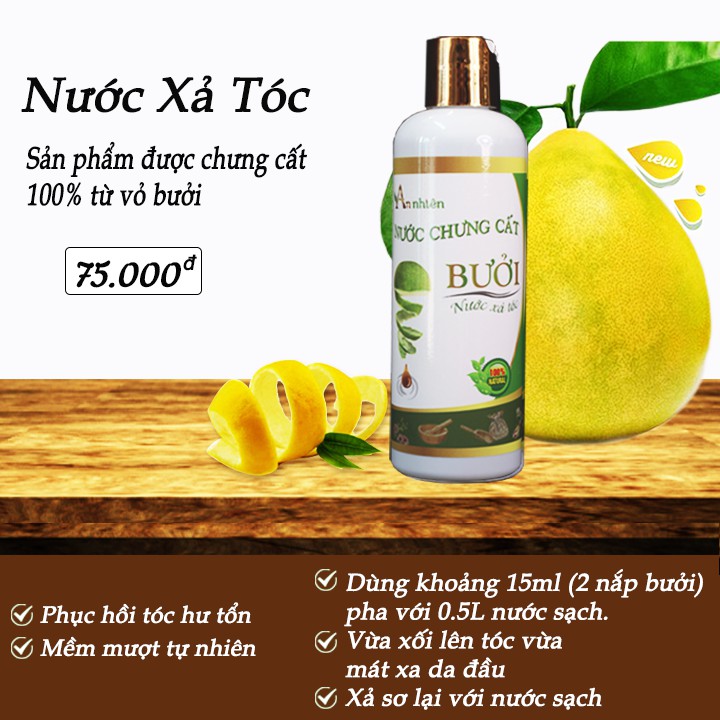 Nước Xả Bưởi Dưỡng Tóc An Nhiên - Phục hồi tóc, Giảm rụng tóc