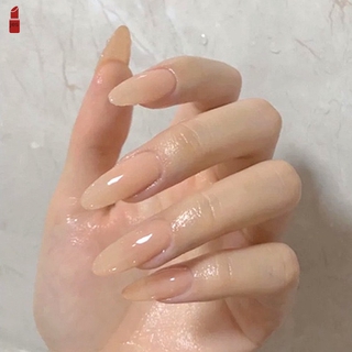 [Hàng mới về] Bộ 24 cái móng tay giả dài tròn màu nude trang trí tháo được