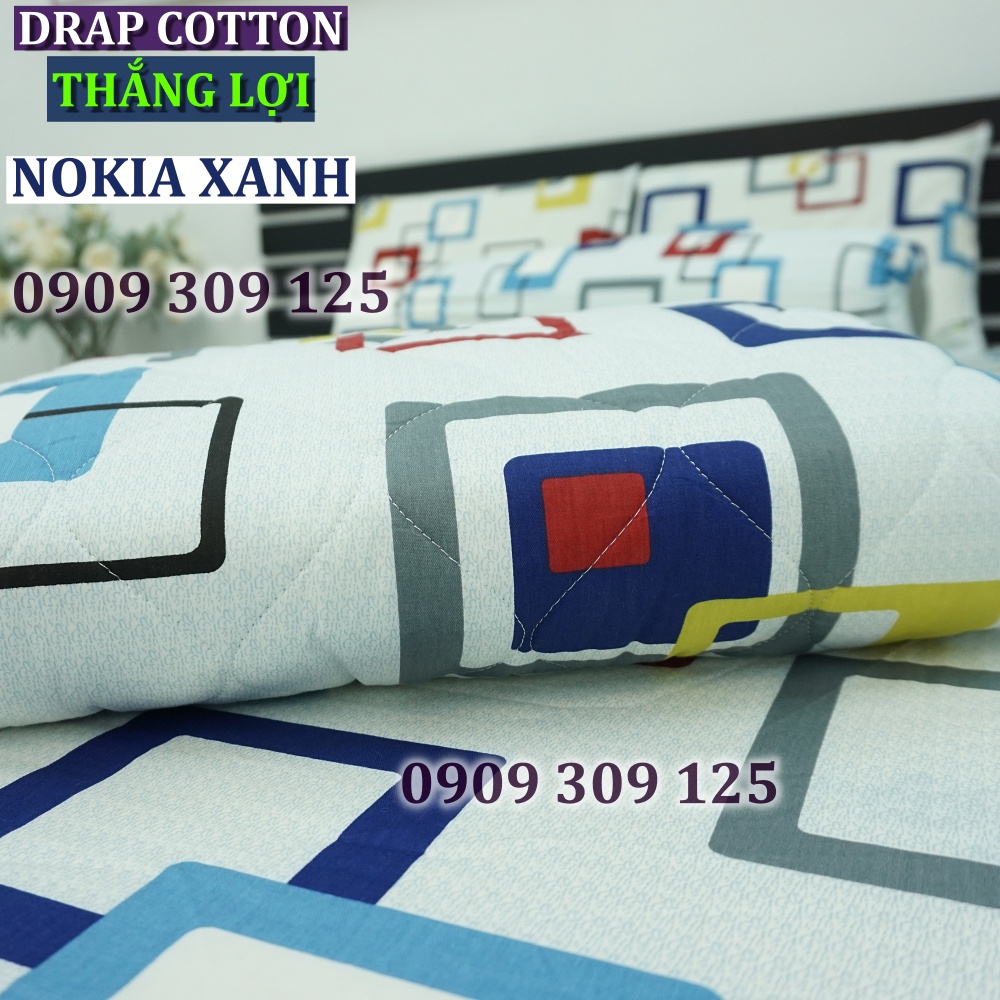 bộ ga Thắng lợi cotton, ga giường 100% chuẩn LOGO mẫu NOKIA XANH