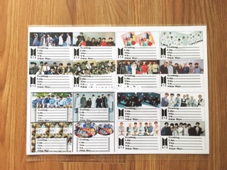 Combo 16 nhãn vở BTS nhiều mẫu