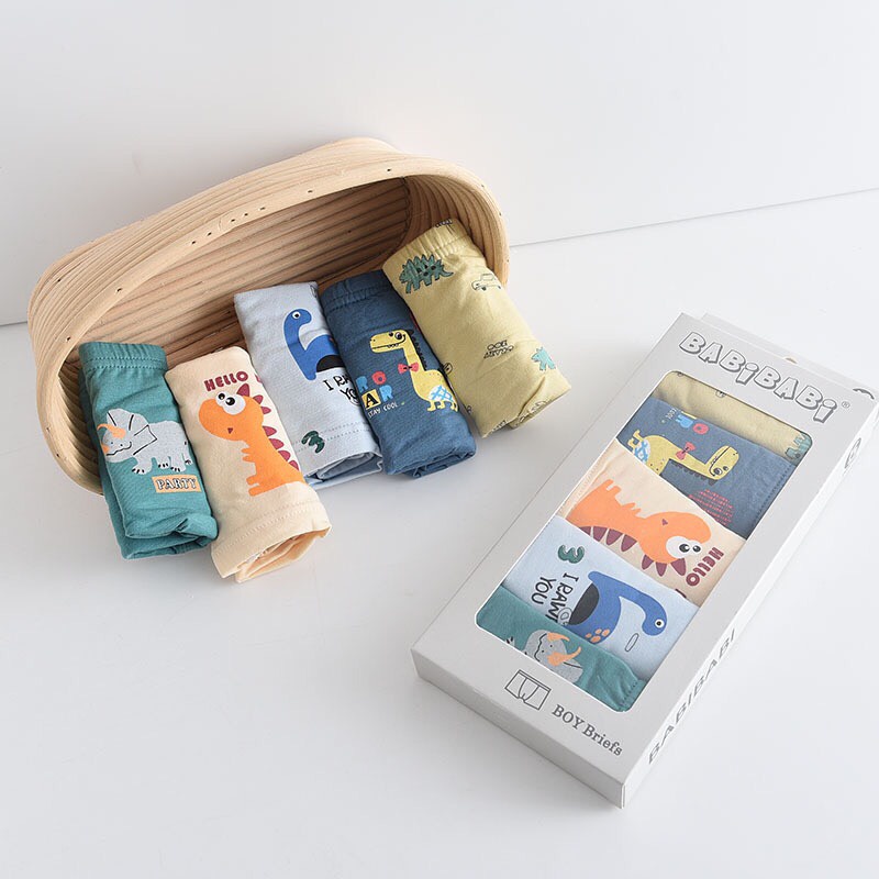 Set 5 Quần Chíp Đùi BABIBABI Chính Hãng Cottong Kháng Khuẩn Co Giãn 4 Chiều Cho Bé Trai Và Bé Gái Đồ Lót Cho Bé
