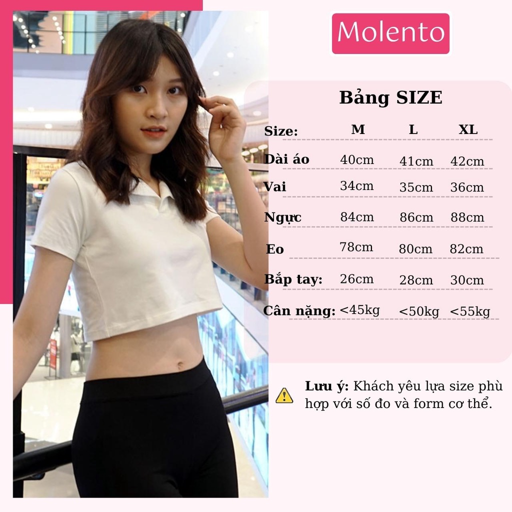 Áo Polo Croptop Molento Áo Croptop Nữ Tay Ngắn Có Cổ Cotton Mềm Mịn Thoáng Mát Nhiều Màu - M24