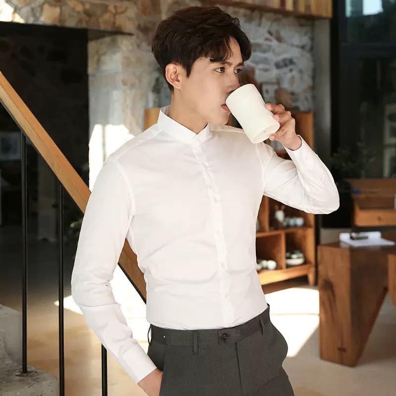 Zack sale Sơ mi nam lụa cổ tầu phong cách hàn quốc,phom ôm body , phù hợp mọi lứa tuổi.