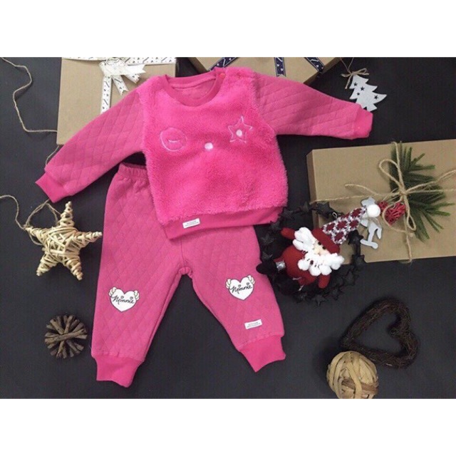 Bộ trần bông đính lông Momma