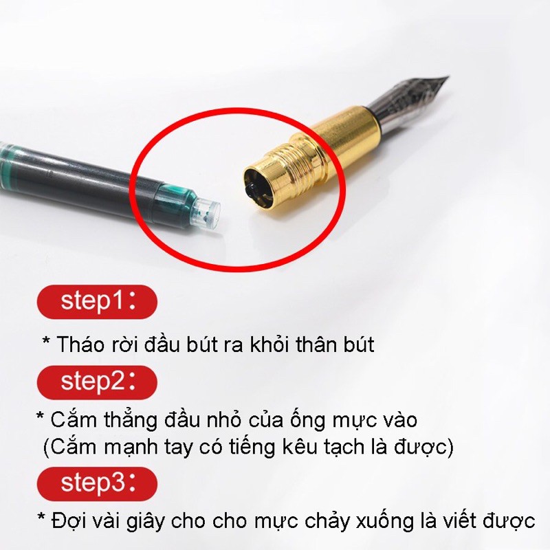 (Set 5) Ống mực bút máy nhiều màu loại đầu nhỏ dùng được nhiều loại bút