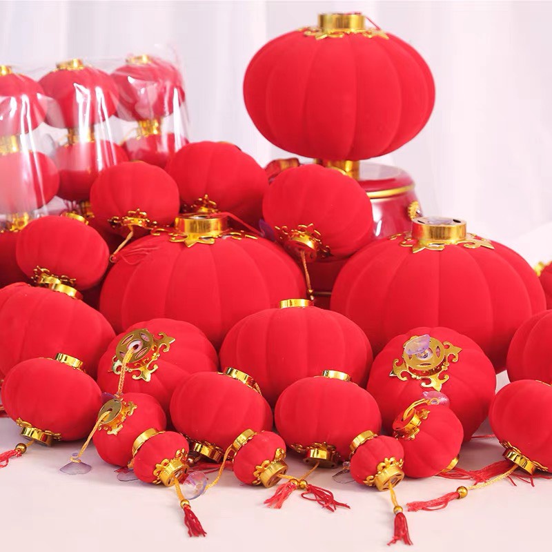 Lồng đèn đỏ chữ nhựa mini trang trí tết
