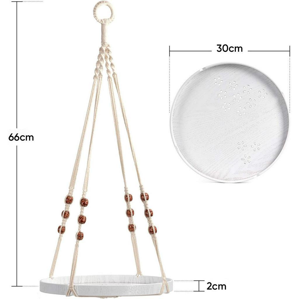 Set dây treo Macrame kèm đĩa đựng chậu MONROVIA, decor trong nhà, sân vườn, ban công, đan thủ công tỉ mỉ từ sợi cotton