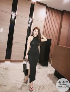 đầm body yếm xẻ đùi