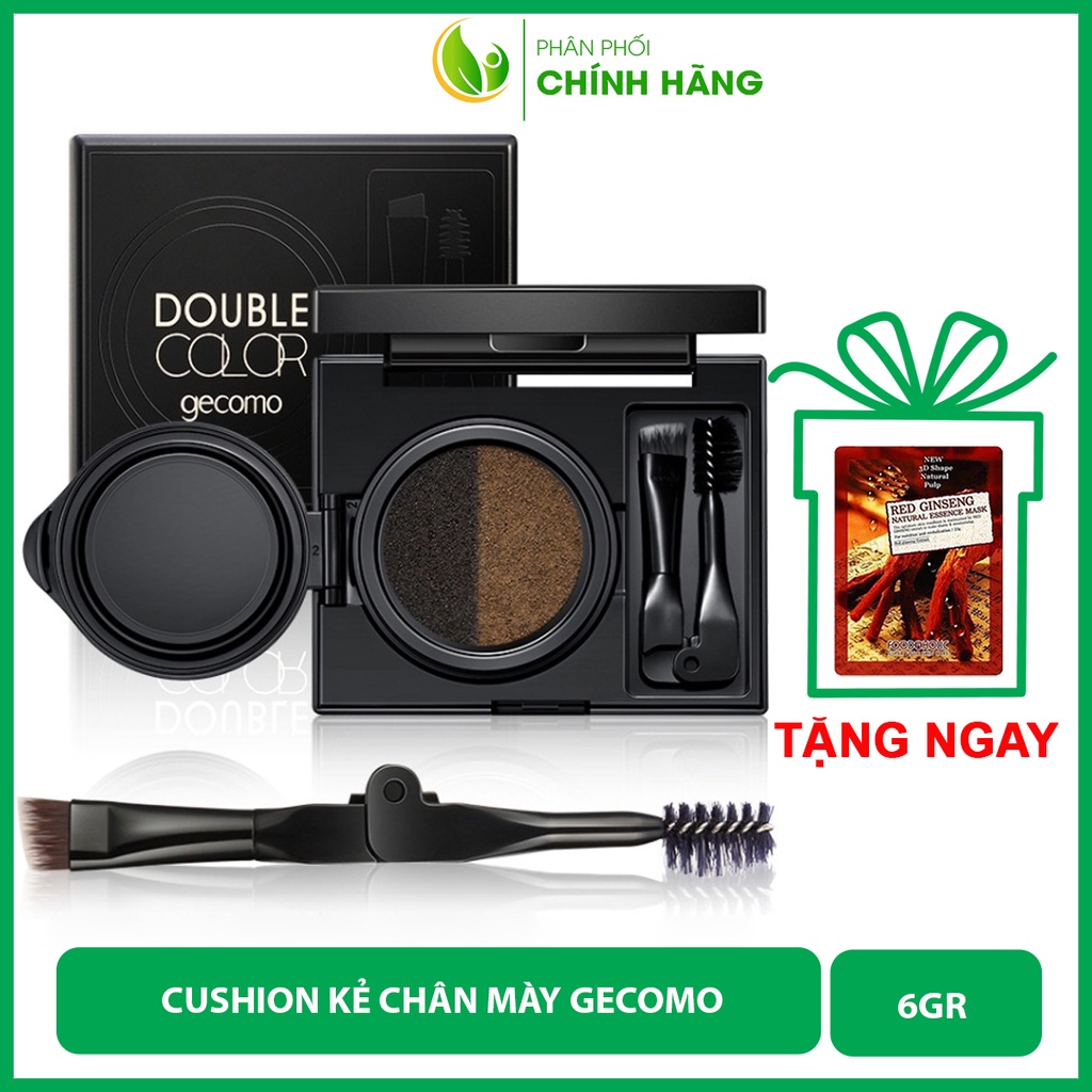 Cushion kẻ lông mày Gecomo 4 trong 1, bột, phấn kẻ chân mày Gecomo 2 tone màu chống thấm nước và mồ hôi