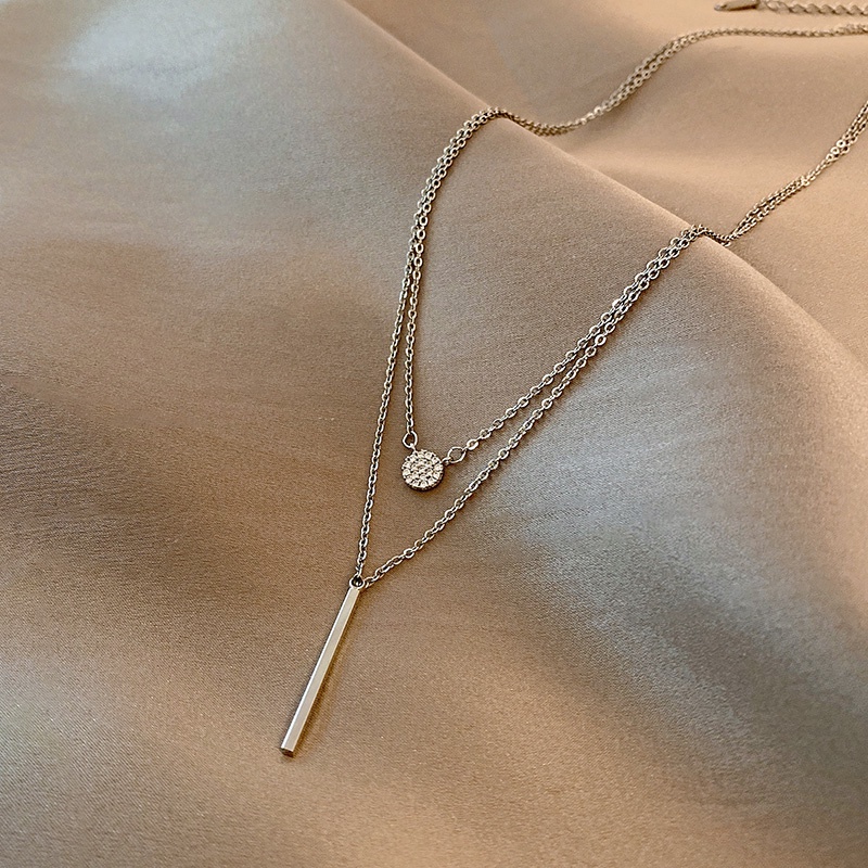 Vòng cổ hai lớp mặt tròn đính đá zircon thời trang cho nữ