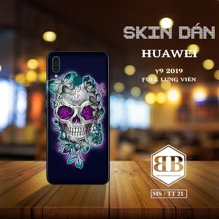 Bộ Skin Dán 3M Huawei Y9 2019 dán full lưng viền dùng thay ốp lưng điện thoại hình tử thần sống động