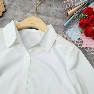áo sơ mi nữ trắng tay lửng vai bồng