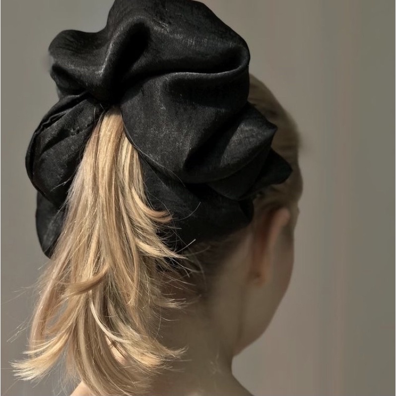 Buộc Tóc Scrunchies Lụa Mềm Mịn Màu Đen Bigsize Siêu To