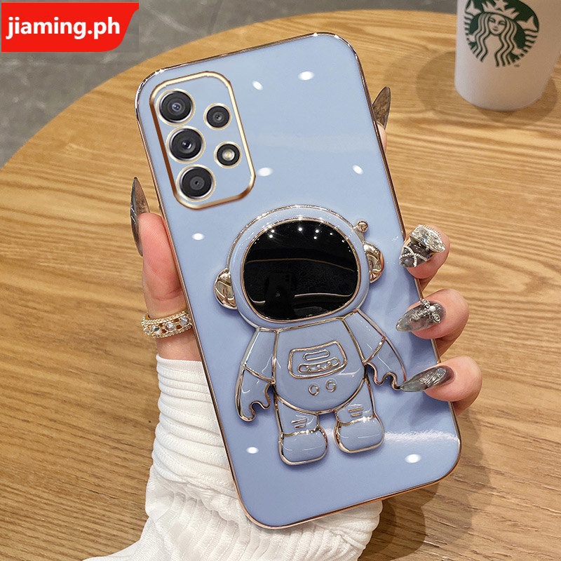 Ốp Điện Thoại Mềm Mạ Điện Hình Phi Hành Gia 3D Có Giá Đỡ Cho Samsung A52 4G A32 A22