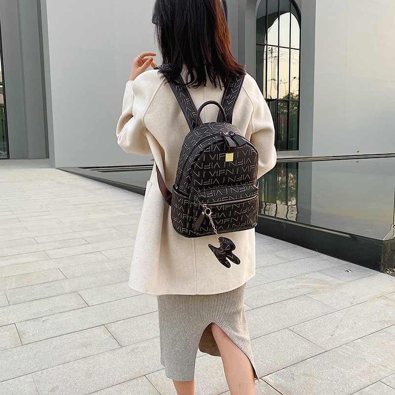 Balo da nữ mini họa tiết monogram thời trang vintage cao cấp đi học đi chơi A802-2