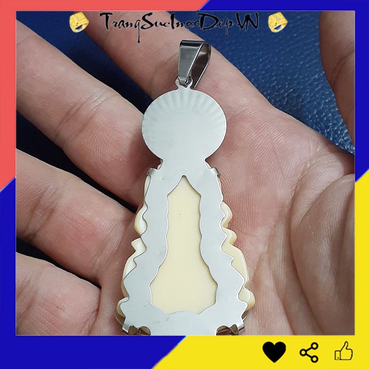 Mặt Dây chuyền Quan Thế Âm Bồ Tát  màu trắng nhiều size dễ chọn đem lại bình an may mắn cho người đeo