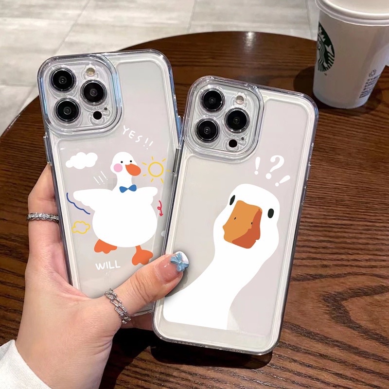 Ốp iphone Space trong suốt vịt trắng Silicon dẻo viền vuông 7/8//8plus/x/xs/XR/xsmax/11/11promax/12/12promax/13/14promax