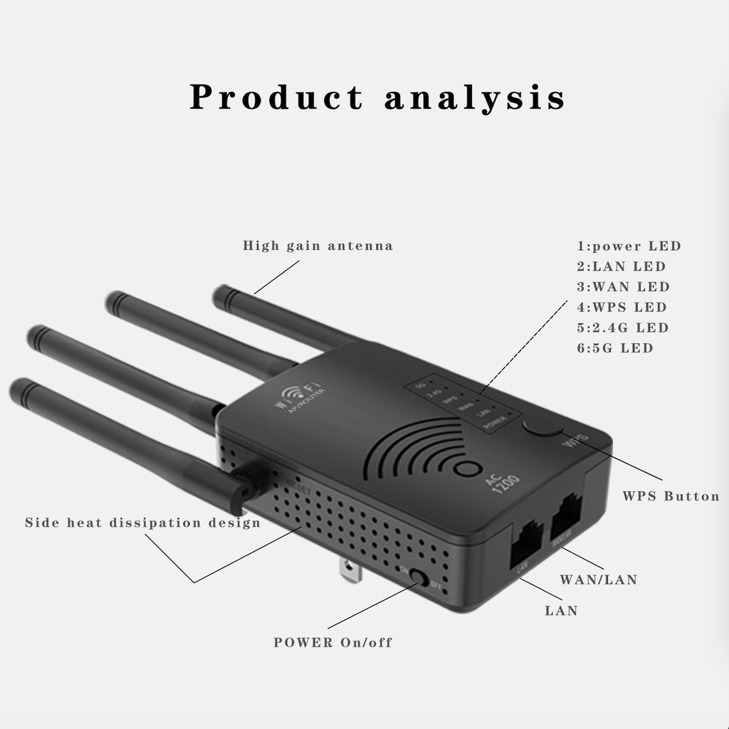 Up to 1200Mbps máy bộ phát wifi kích sóng wifi râu wifi 5g phát wifi râu phát wifi 4g bộ router wifi phát | BigBuy360 - bigbuy360.vn
