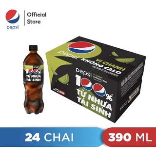 Thùng 24 chai Pepsi Vị Chanh Không Calo Chai 390ml - Hot sale