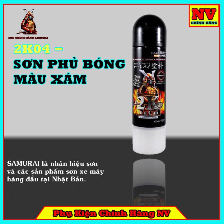 Sơn Lót Bề Mặt Chính Hãng 2K04 Xám - Sơn Xịt Samurai Bám Dính Tốt Trên Mọi Bề Mặt