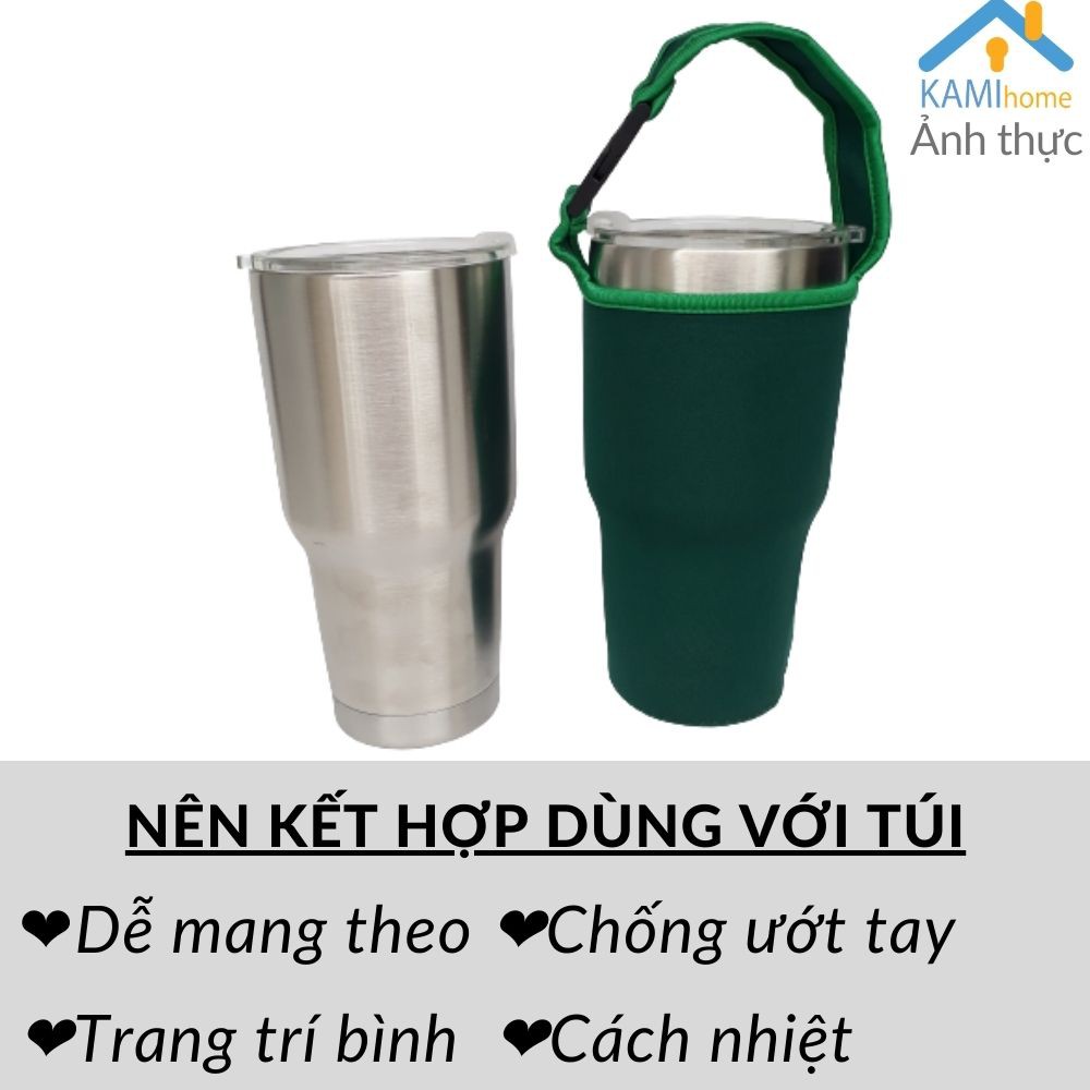 Ly giữ nhiệt Thái Lan 900ml Tặng Bộ Ống hút bình cốc cách nhiệt inox cao cấp Kami22008