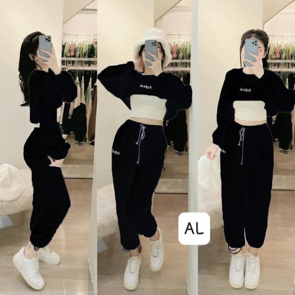 [ 𝐅𝐑𝐄𝐄 𝐒𝐇𝐈𝐏 ] SÉT 3 MÓN THỂ THAO THÊU CHỮ CROPTOP QUẦN BOOM