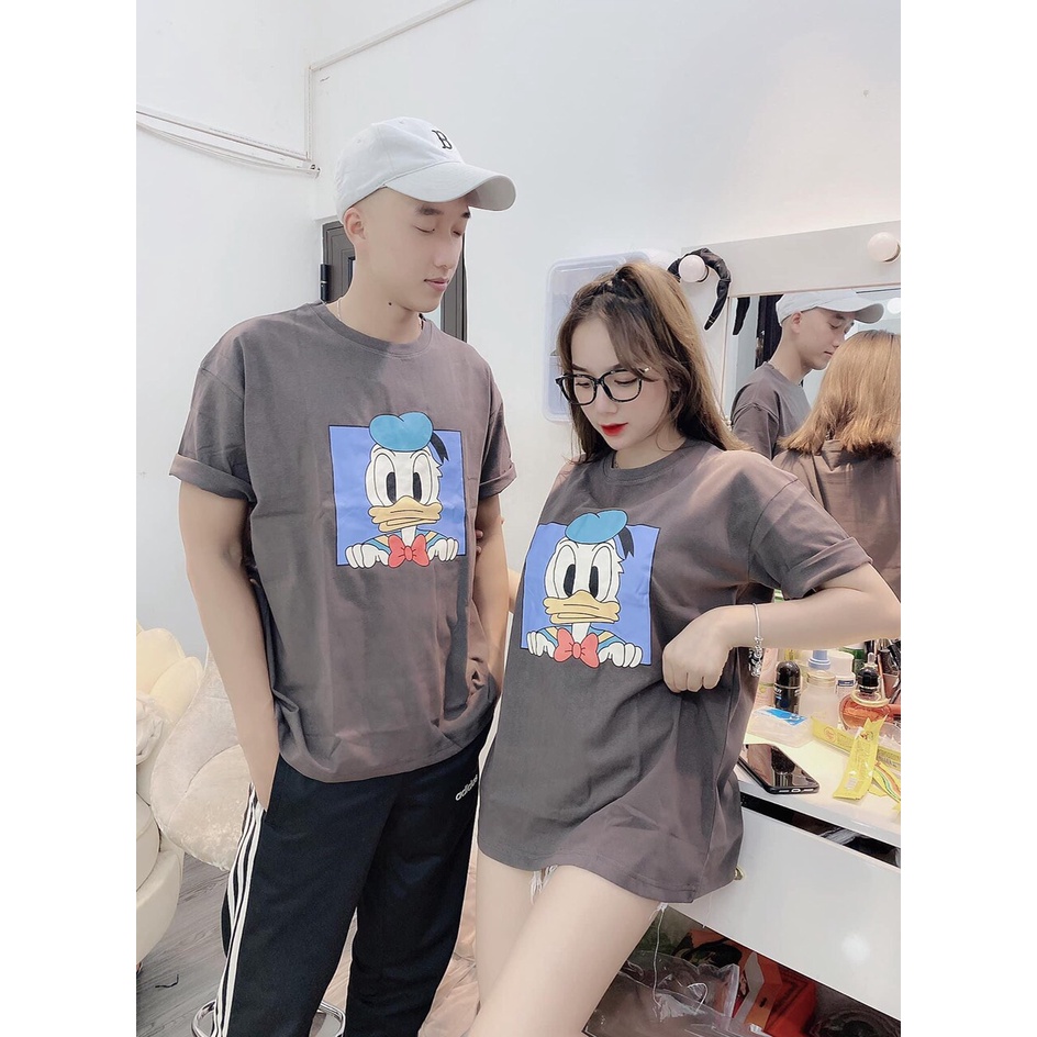 Áo phông tay lỡ unisex form rộng hình Vịt Donald_Áo thun tay cộc nam nữ basic, hottrend