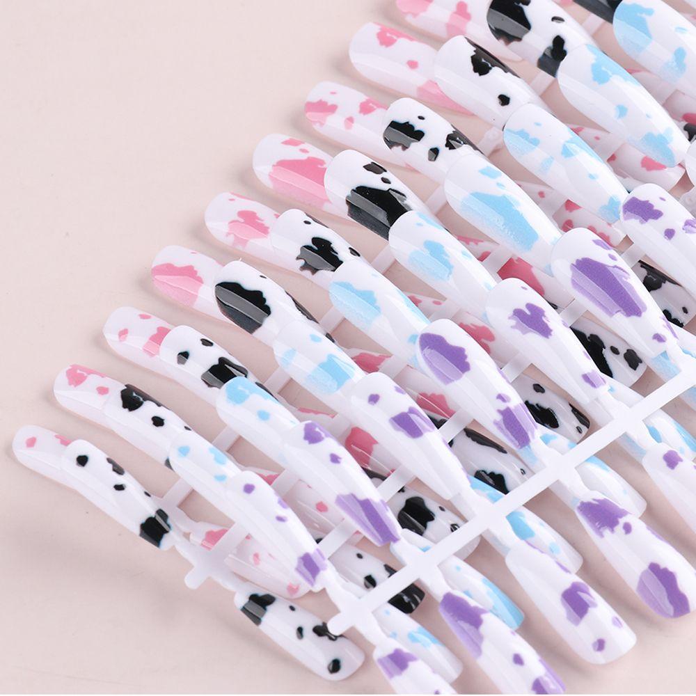 NIUYOU Bộ 24 Móng Tay Giả Che Phủ Toàn Diện Họa Tiết Da Báo / Bò Sữa Độc Đáo