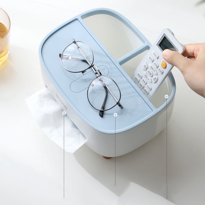 Hộp đựng giấy ăn để bàn nhiều ngăn chứa đồ chất liệu nhựa PP thương hiệu ECOCO cao cấp - QM.DNE2009