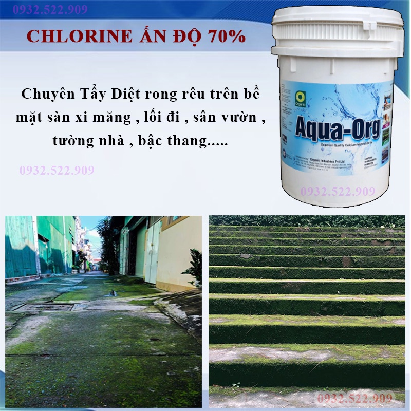 1kg- Chlorine 70% Ấn Độ khử trùng dụng cụ, sát khuẩn nguồn nước, xử lý hồ bơi , tẩy rong rêu ao hồ