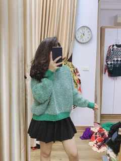 Ao len lôn thỏ + áo len xanh