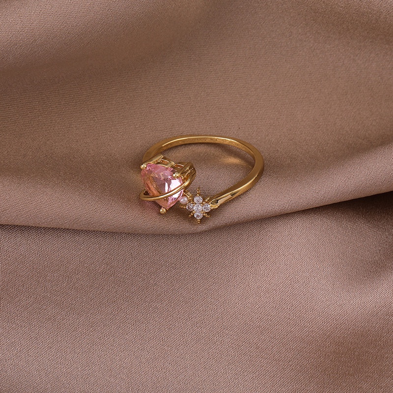 Nhẫn Hở Hình Trái Tim Màu Hồng Dễ Thương Phong Cách Hàn Quốc Thời Trang Cho Nữ