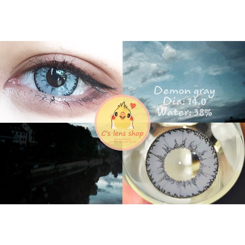 < CÓ SẴN > Lens mẫu Demon màu XÁM, cận 0-8 [KHÔNG BÁN CẬN LỆCH]