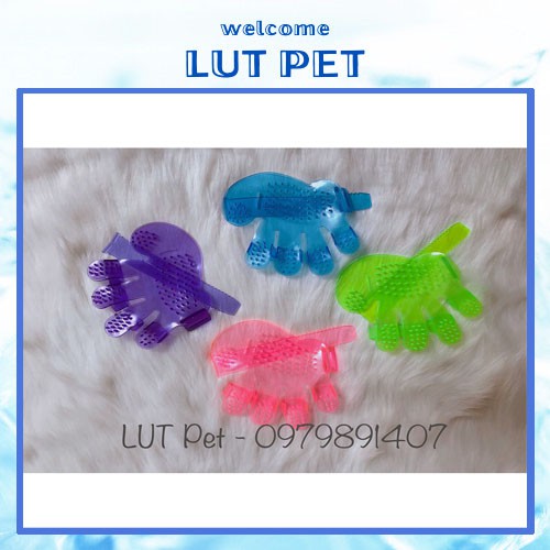 Găng tay tắm chó mèo (silicon) chải lông gỡ rối đánh bông lông - Bàn tay nhựa - GT-01