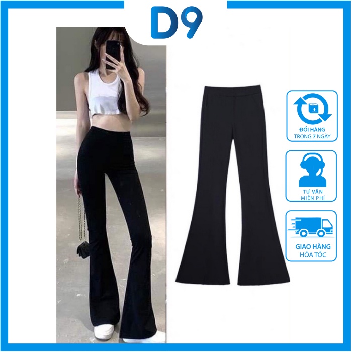 Quần ống loe D9 legging cạp cao tôn dáng chất thun co giãn vải đẹp