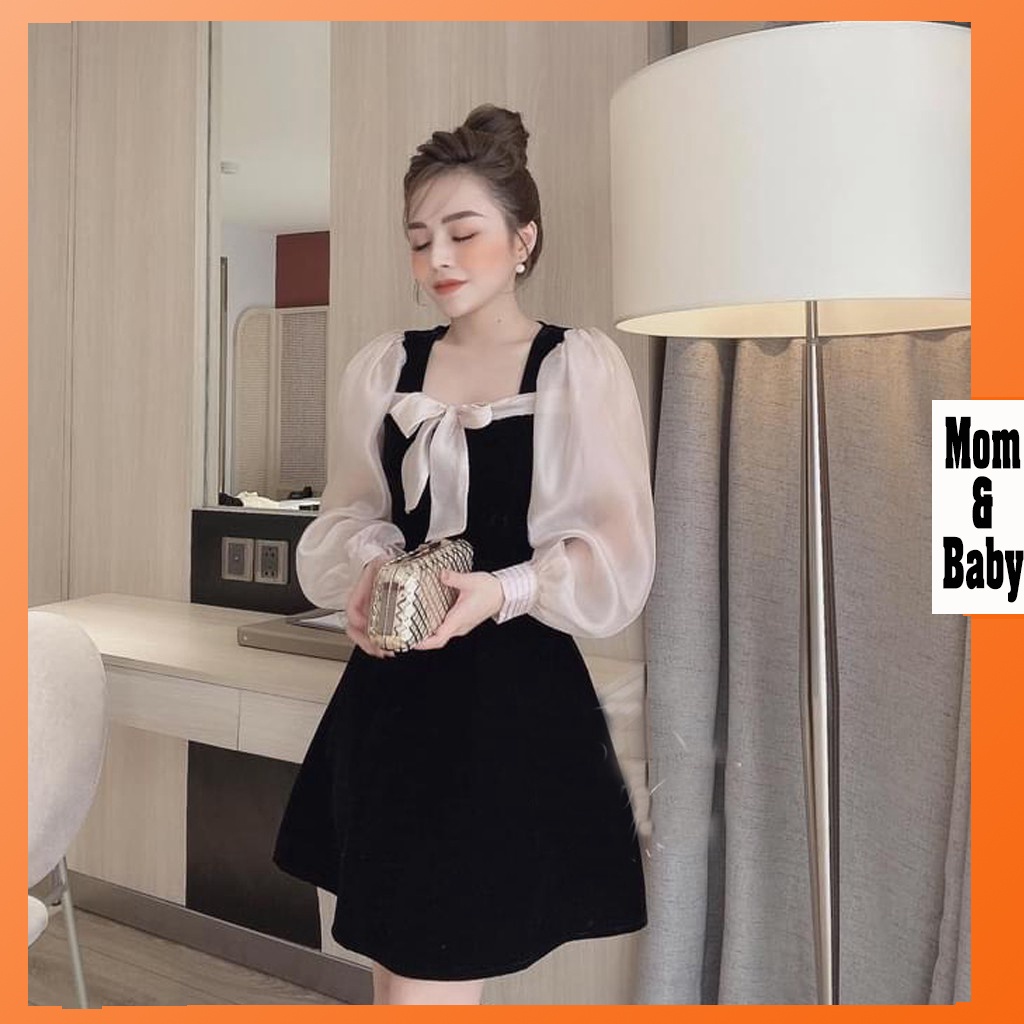 Váy bầu thời trang thiết kế dài tay M244 chất lụa hàn châu freesize từ 45 đến 70kg
