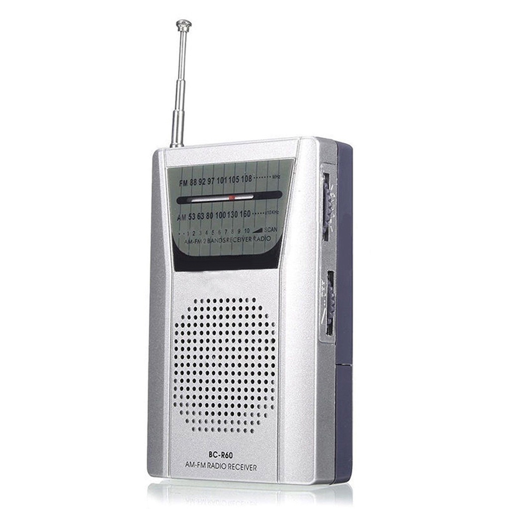 Máy Radio Fm cầm tay BC-R60 nhựa Abs tích hợp loa ngoài dùng cho người lớn tuổi
