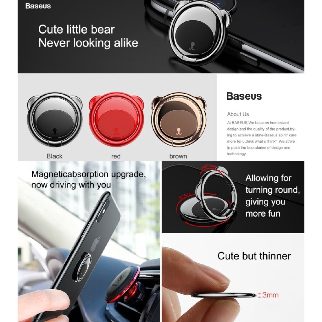 Nhẫn nam châm hiệu Baseus cho iPhone Samsung Xiaomi