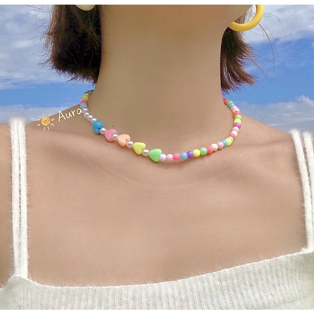Vòng cổ Trái tim Pastel cá tính Handmade bởi Aura