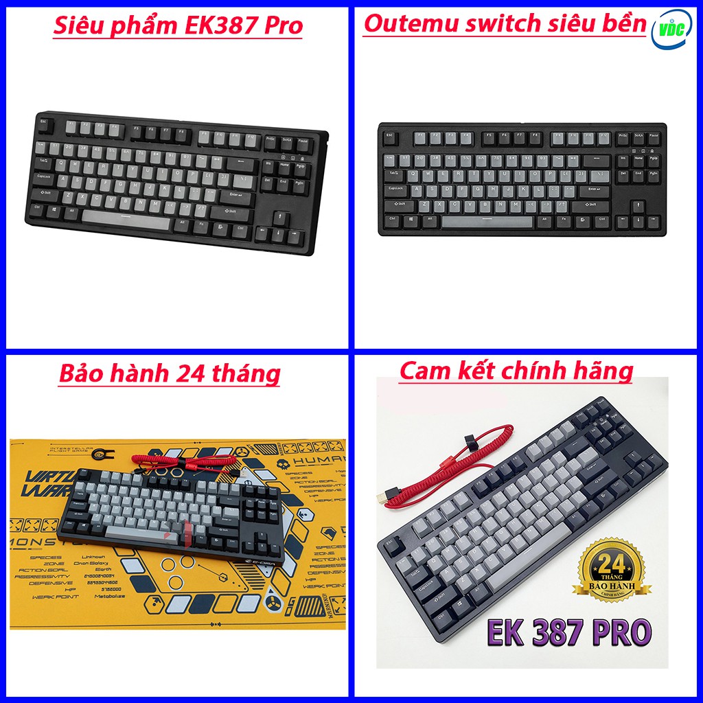 Bàn phím cơ TKL E-DRA EK387 PRO - Bàn phím cơ cao cấp hot nhất 2020 - Chính hãng - Bảo hành 24 tháng