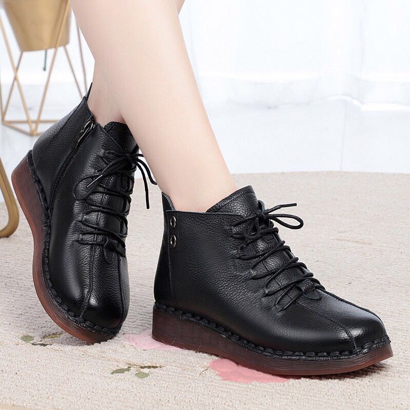 bốt cổ thấp da thật cho lứa tuổi trung niên trong lót lông cực êm chân | BigBuy360 - bigbuy360.vn