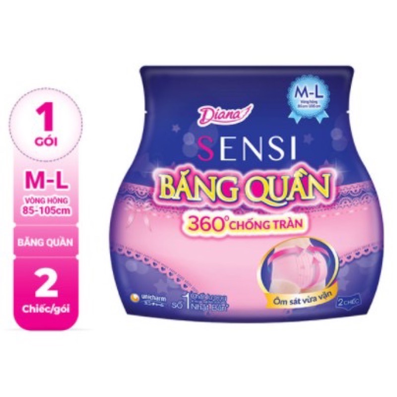 Combo 2 gói Băng vệ sinh diana dạng quần S-M / M - L ( 2 miếng)