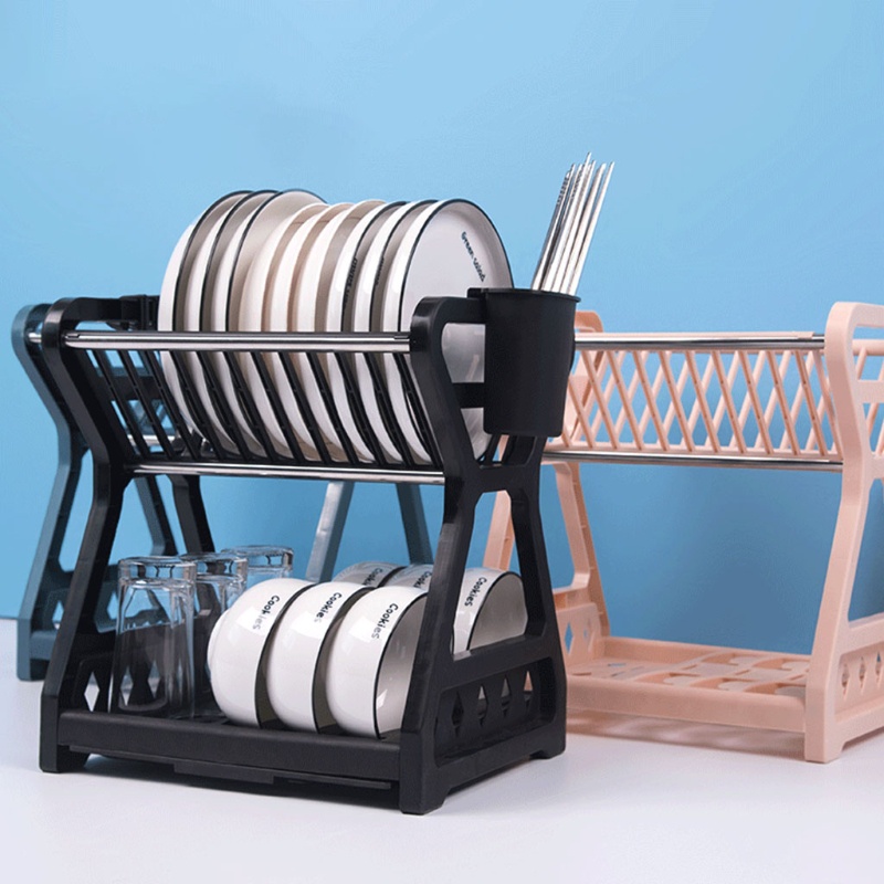 Giá úp chén dĩa hai tầng ráo nước sắp xếp gọn gàng cho nhà bếp