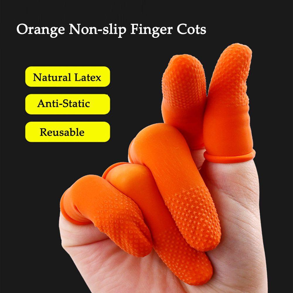 WATTLE Set 100 Găng Tay Cao Su Bảo Vệ Ngón Tay Màu Cam
